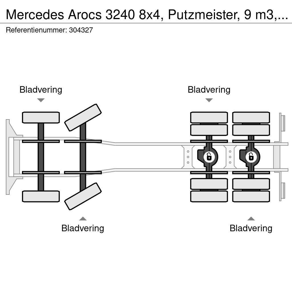 Mercedes-Benz Arocs 3240 8x4, Putzmeister, 9 m3, EURO 6 Betoniere