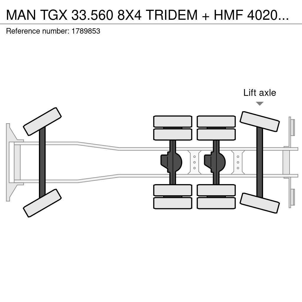 MAN TGX 33.560 8X4 TRIDEM + HMF 4020-K8 KRAAN/KRAN/CRA Autogru