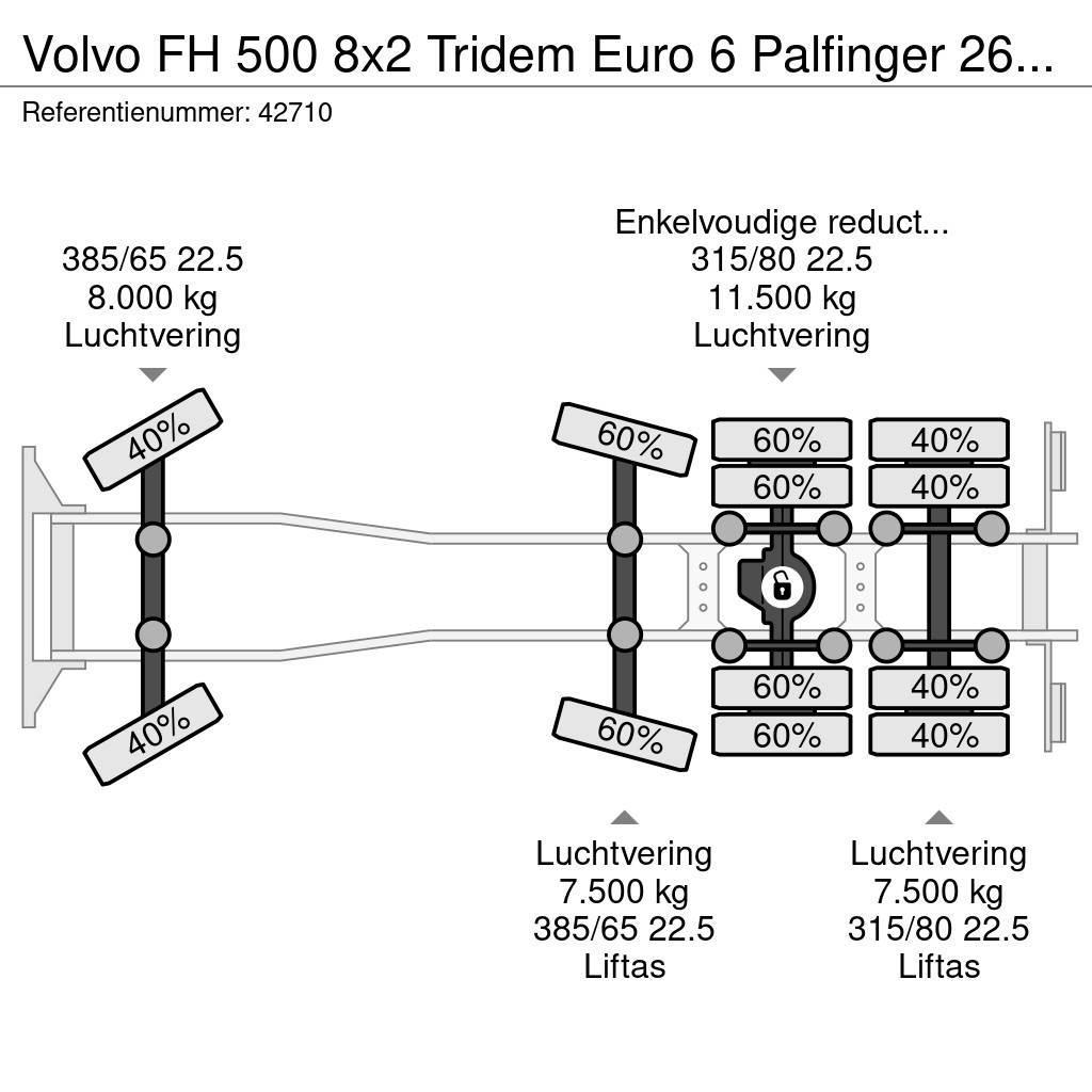 Volvo FH 500 8x2 Tridem Euro 6 Palfinger 26 Ton haakarms Camion con gancio di sollevamento