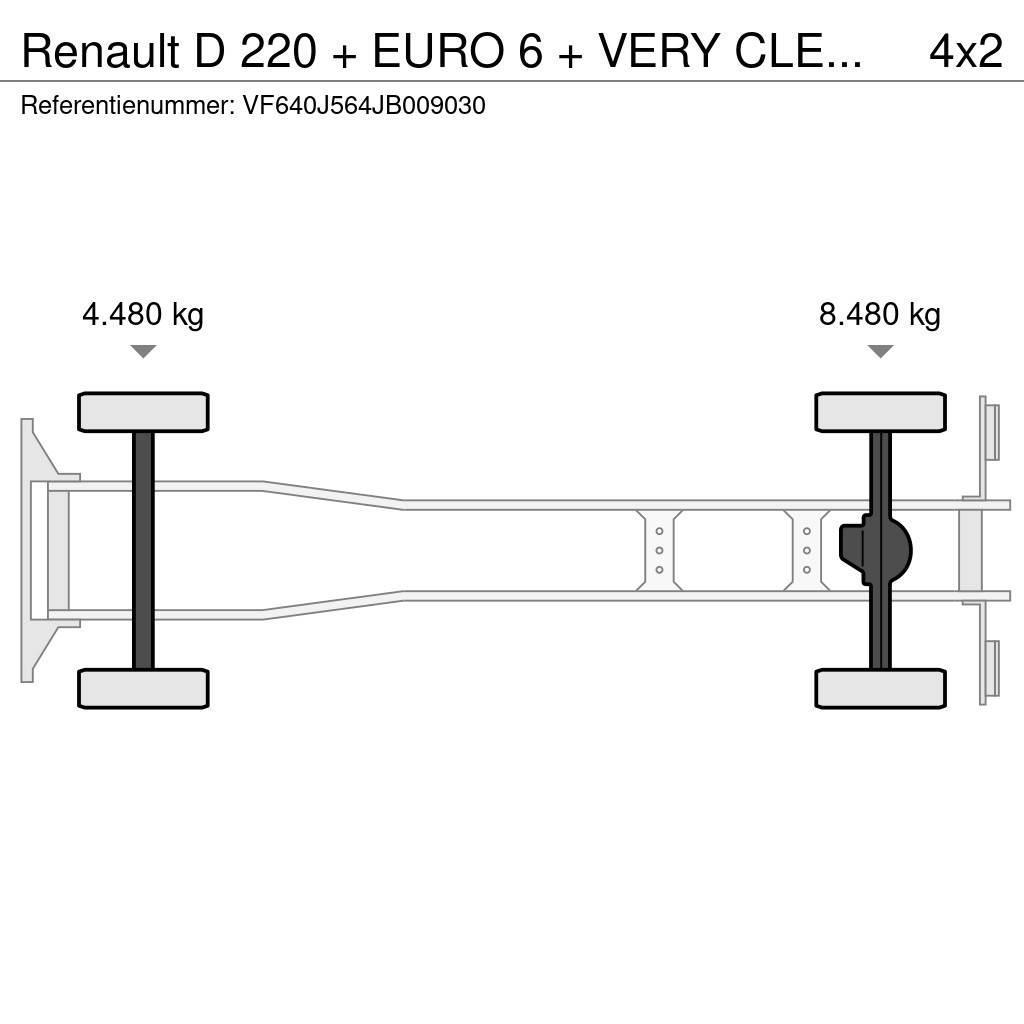 Renault D 220 + EURO 6 + VERY CLEAN + LIFT + 12t Box body trucks