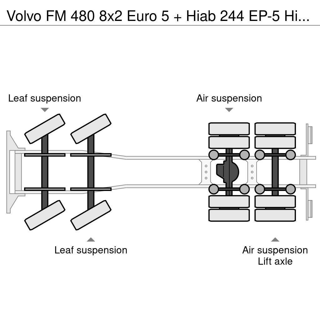 Volvo FM 480 8x2 Euro 5 + Hiab 244 EP-5 Hipro + Multilif Camion con gancio di sollevamento