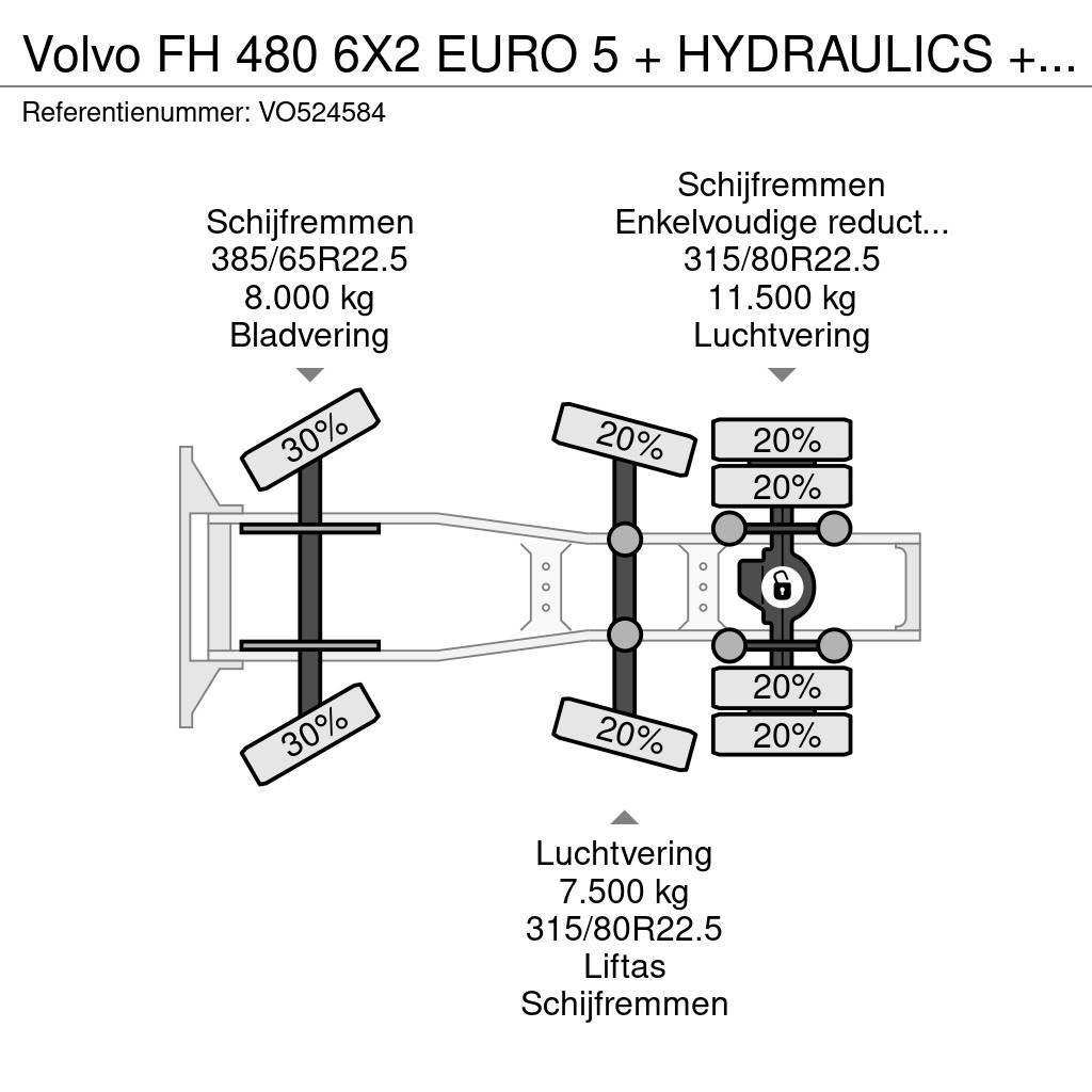 Volvo FH 480 6X2 EURO 5 + HYDRAULICS + STEERING AXLE Motrici e Trattori Stradali