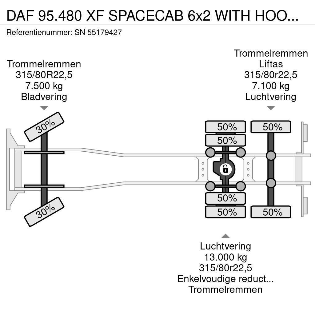 DAF 95.480 XF SPACECAB 6x2 WITH HOOK-ARM SYSTEM (EURO Camion con gancio di sollevamento