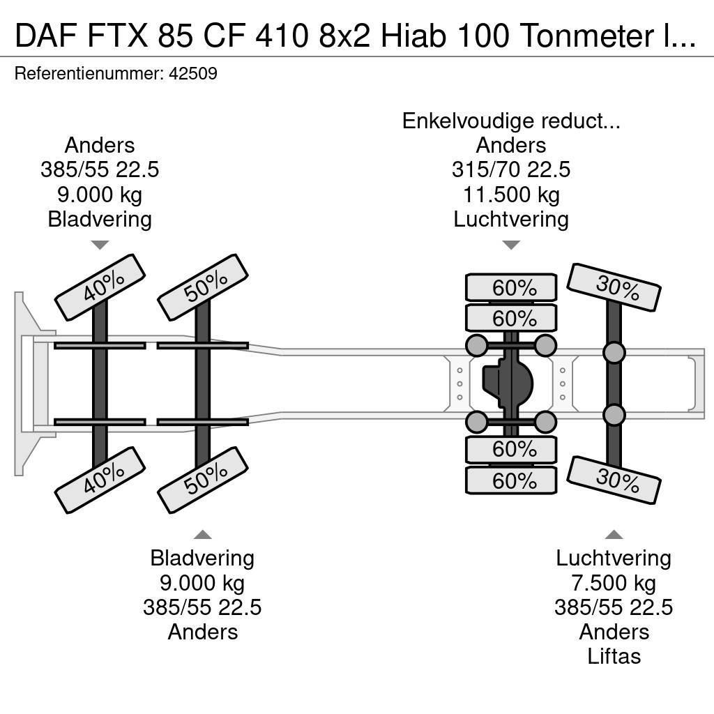 DAF FTX 85 CF 410 8x2 Hiab 100 Tonmeter laadkraan + Fl Motrici e Trattori Stradali