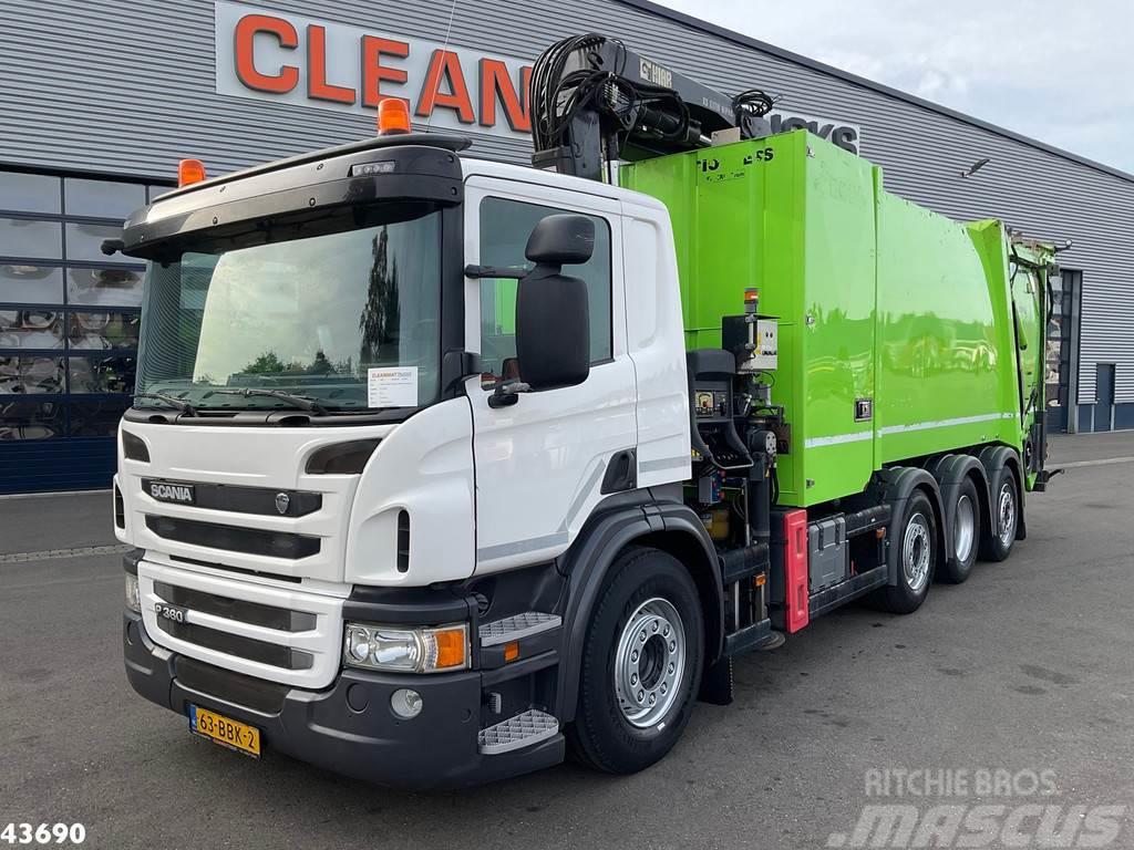 Scania P 360 Faun 18m³ + Hiab crane + Underground Contain Camion dei rifiuti