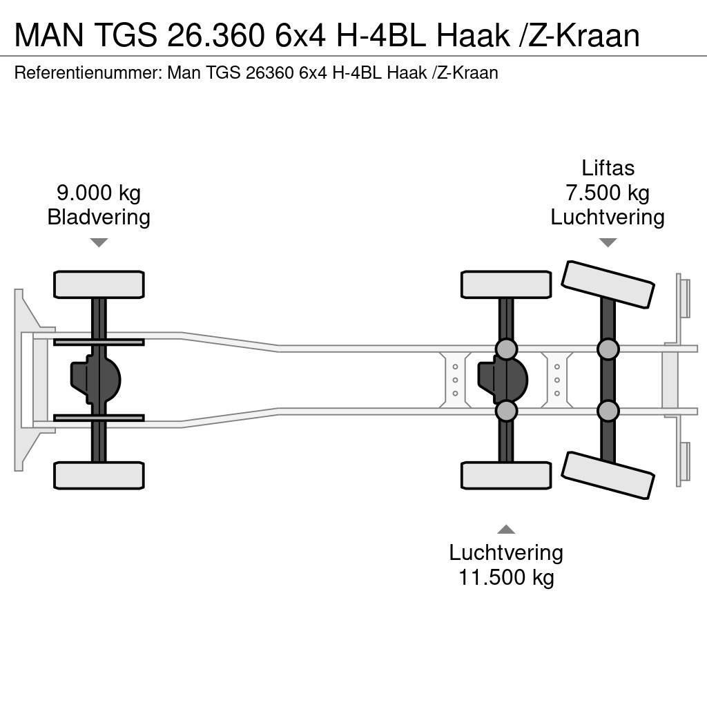 MAN TGS 26.360 6x4 H-4BL Haak /Z-Kraan Camion con gancio di sollevamento