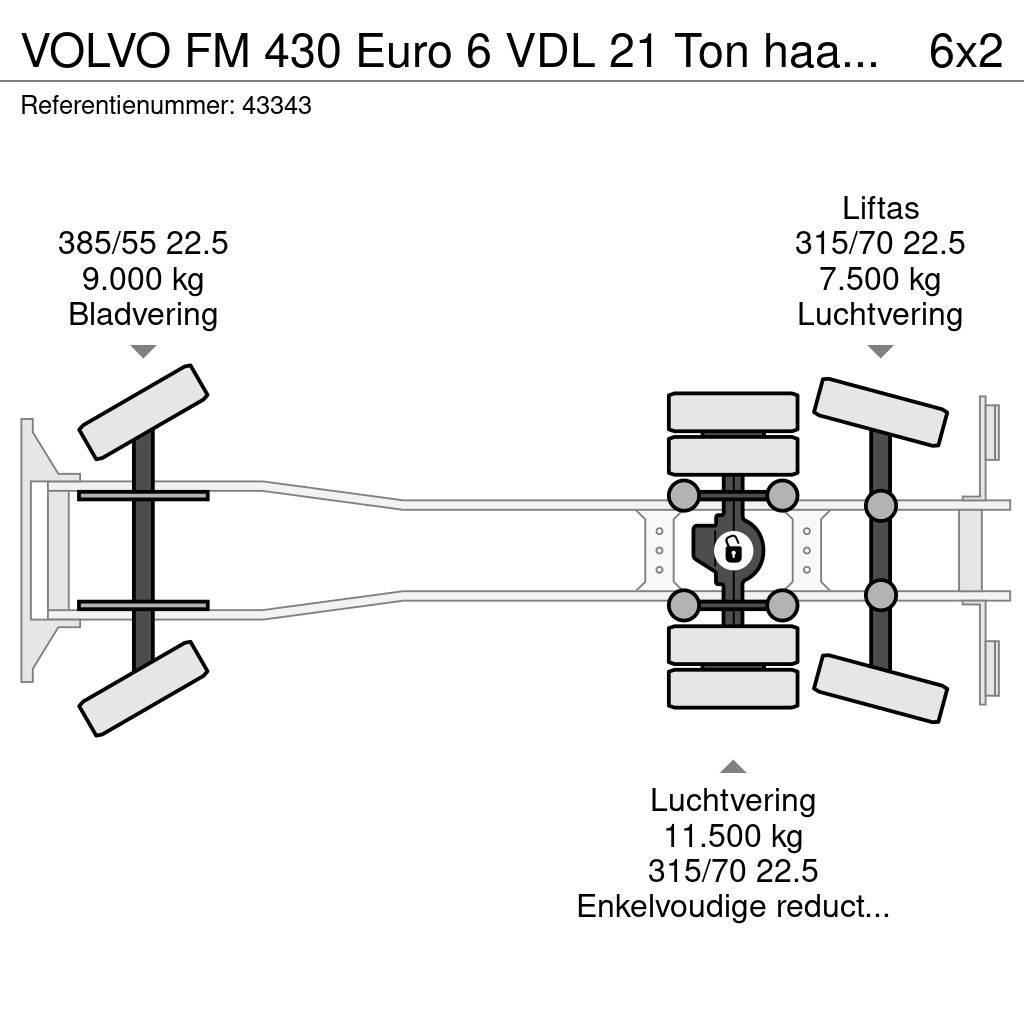Volvo FM 430 Euro 6 VDL 21 Ton haakarmsysteem Camion con gancio di sollevamento