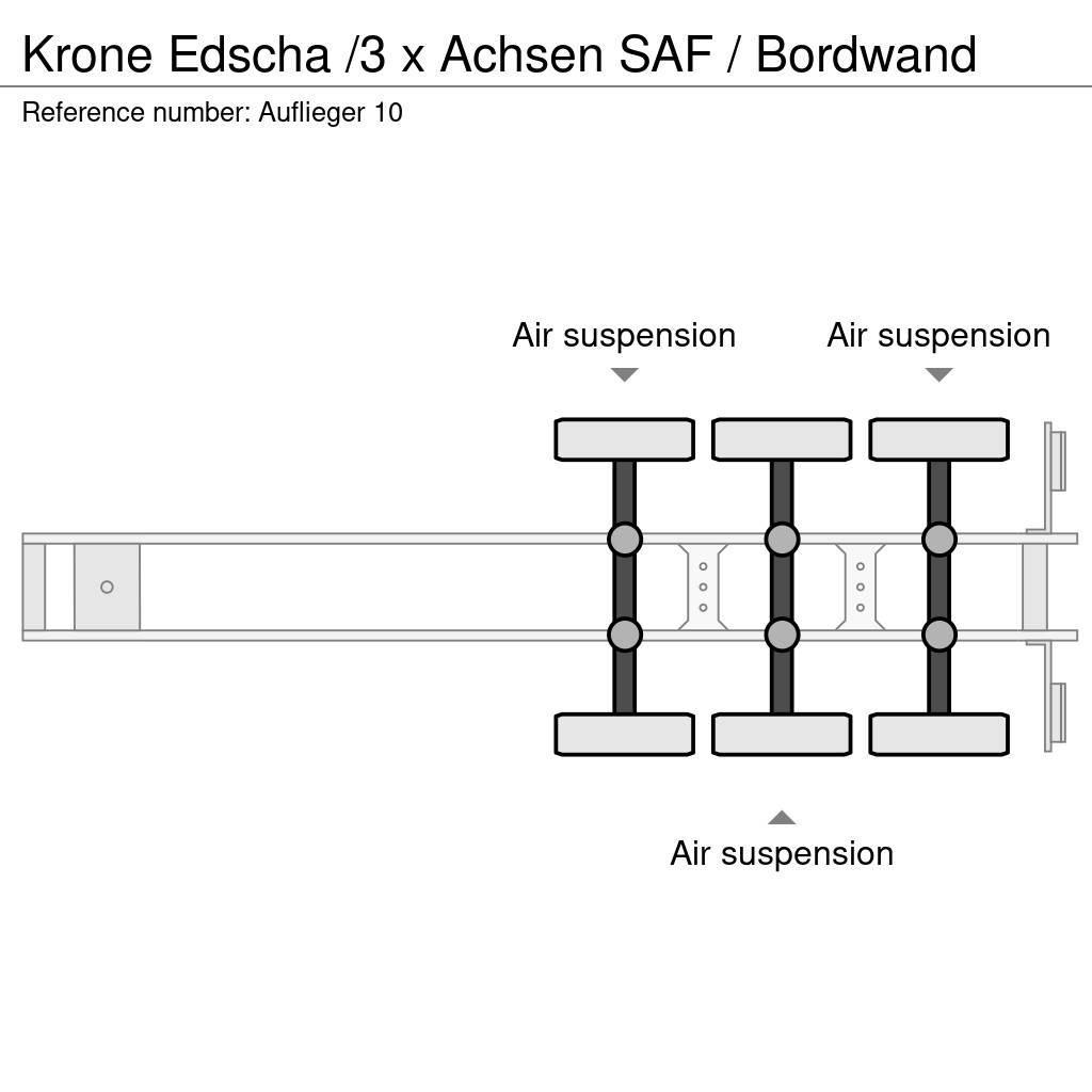 Krone Edscha /3 x Achsen SAF / Bordwand Semirimorchi tautliner