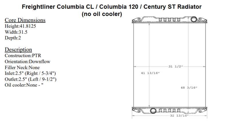 Freightliner Columbia Radiatori