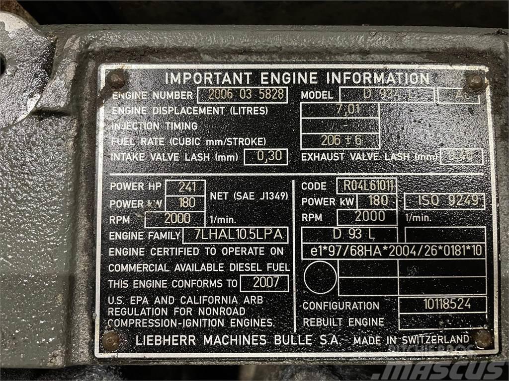 Liebherr D934L A6 motor ex. Liebherr HS835HD kran Motori