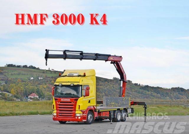 Scania R 400 Pritsche 6,50m +HMF 3000K4/FUNK*TOPZUSTAND Autogru