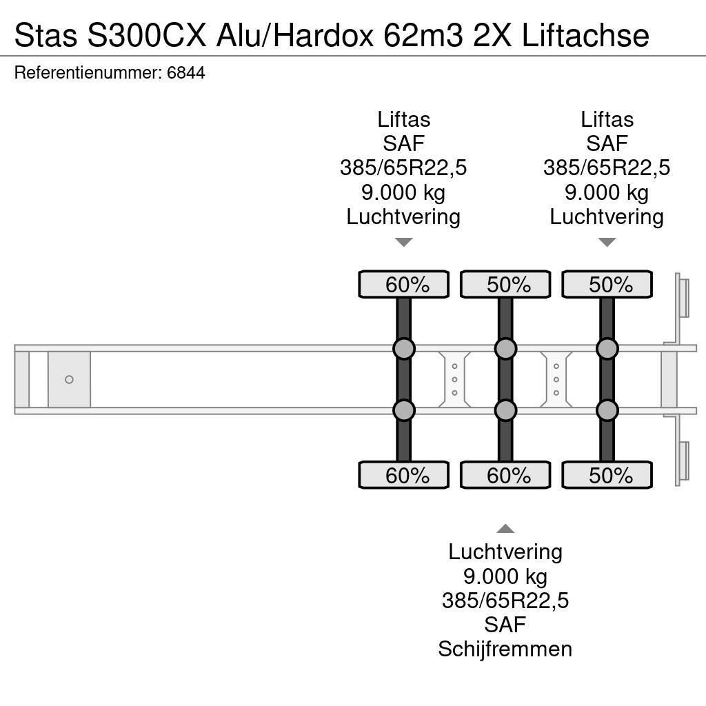 Stas S300CX Alu/Hardox 62m3 2X Liftachse Semirimorchi a cassone ribaltabile