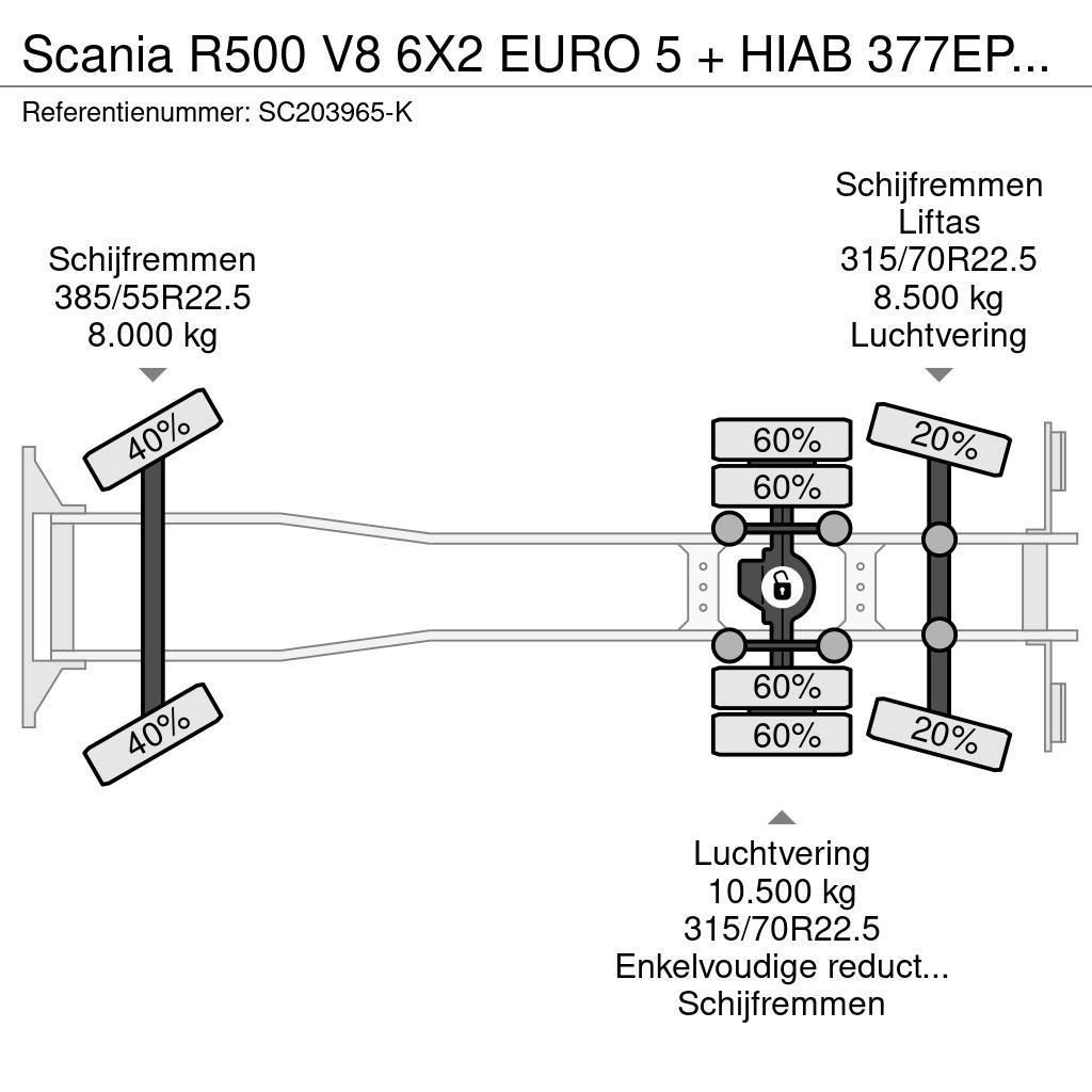 Scania R500 V8 6X2 EURO 5 + HIAB 377EP-4XS + REMOTE CONTR Gru per tutti i terreni