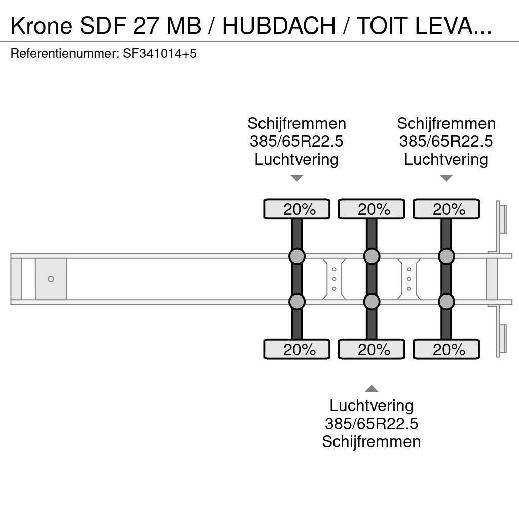 Krone SDF 27 MB / HUBDACH / TOIT LEVANT / HEFDAK / COILM Semirimorchi tautliner
