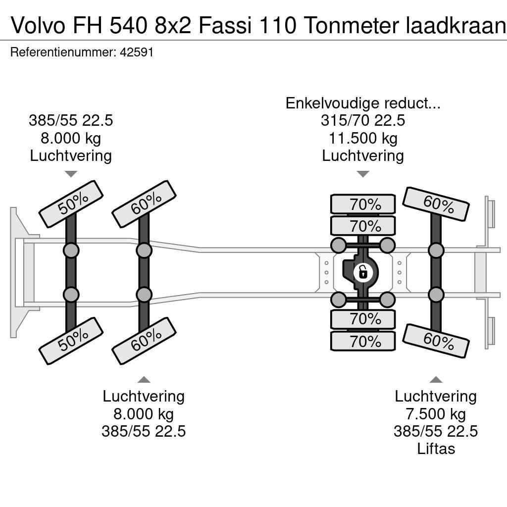 Volvo FH 540 8x2 Fassi 110 Tonmeter laadkraan Gru per tutti i terreni