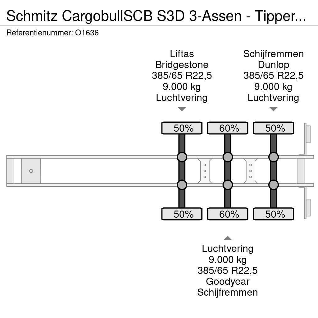 Schmitz Cargobull SCB S3D 3-Assen - Tipper 46m³ - Steel/Steel - Lift Semirimorchi a cassone ribaltabile