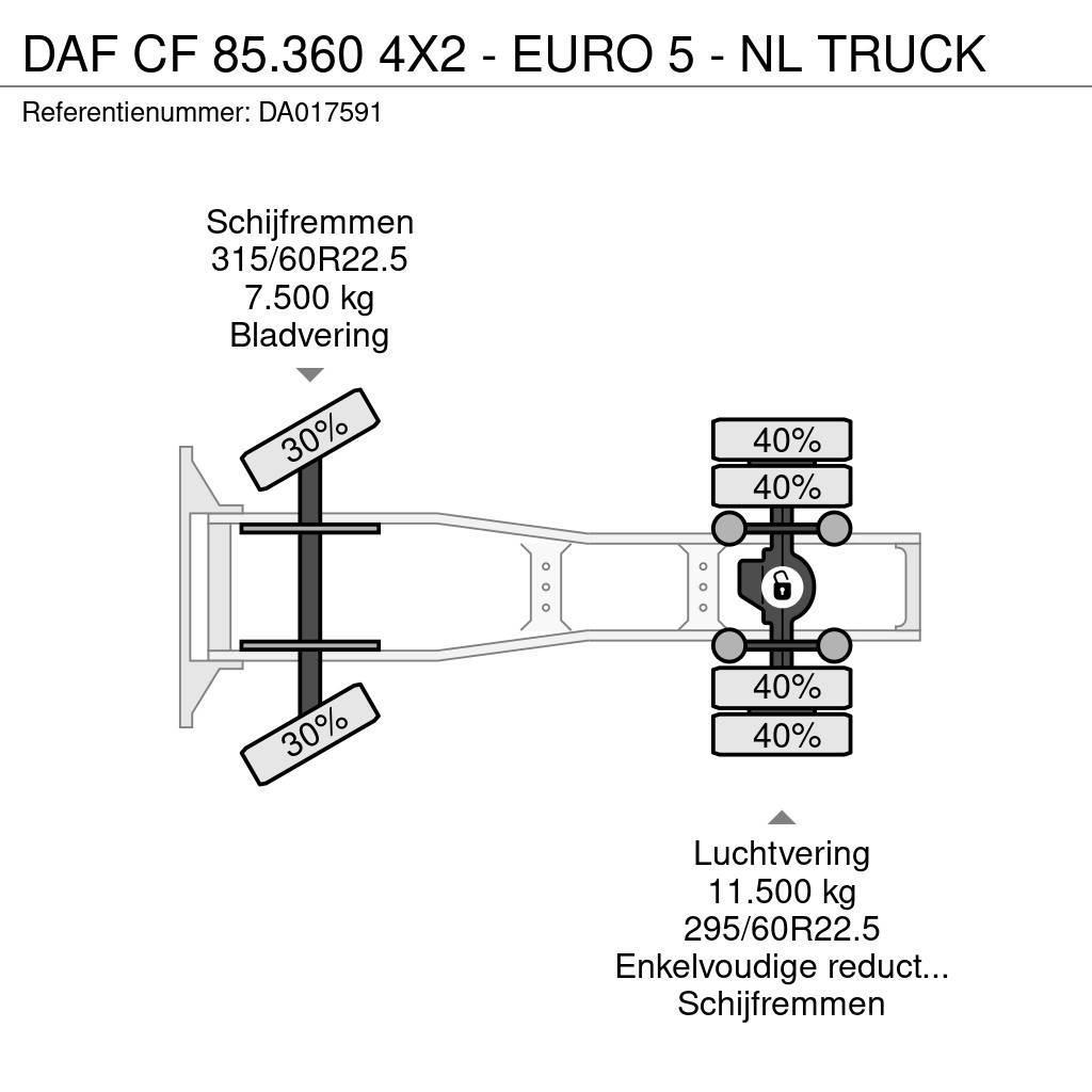 DAF CF 85.360 4X2 - EURO 5 - NL TRUCK Motrici e Trattori Stradali