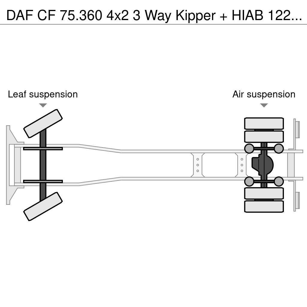 DAF CF 75.360 4x2 3 Way Kipper + HIAB 122 E-3 Hiduo Camion ribaltabili