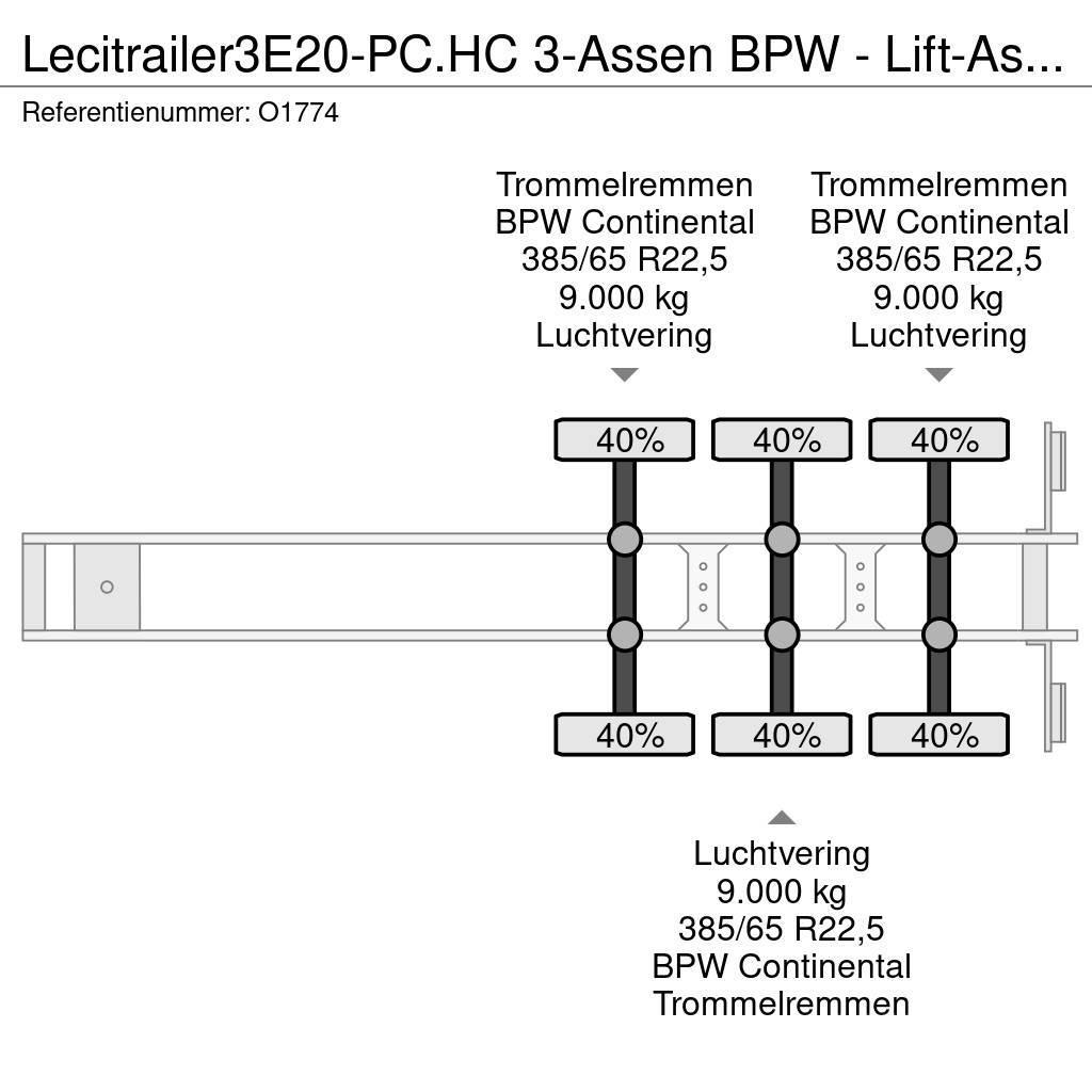 Lecitrailer 3E20-PC.HC 3-Assen BPW - Lift-As - 4800kg - 1x 20F Semirimorchi portacontainer