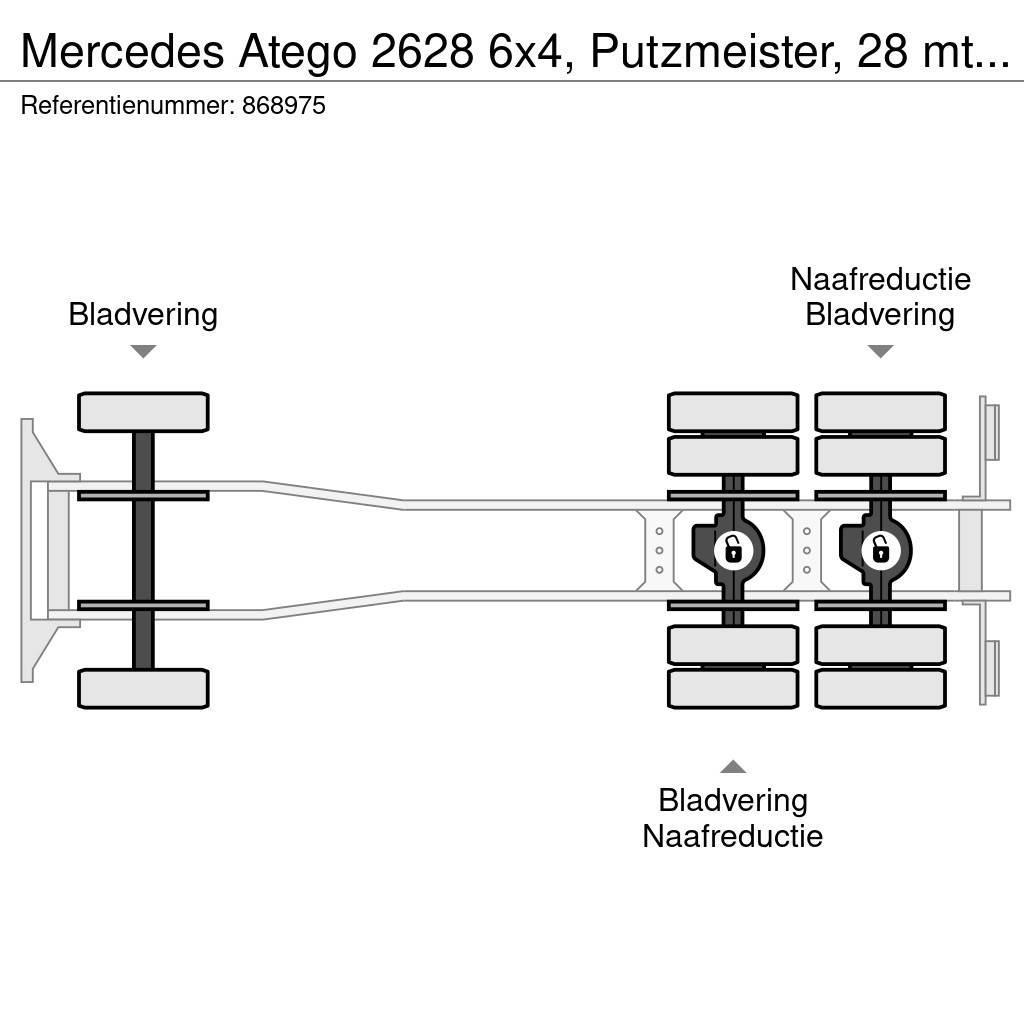 Mercedes-Benz Atego 2628 6x4, Putzmeister, 28 mtr, Remote, 3 ped Autopompe per calcestruzzo
