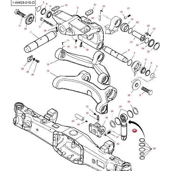 Massey Ferguson 8727 Front axle shock absorber cylinder 7700160101 Telaio e sospensioni