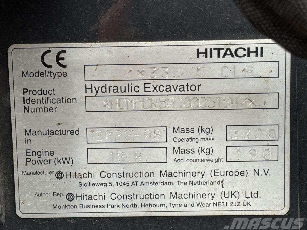 Hitachi ZX 33 U-6 Miniescavatori