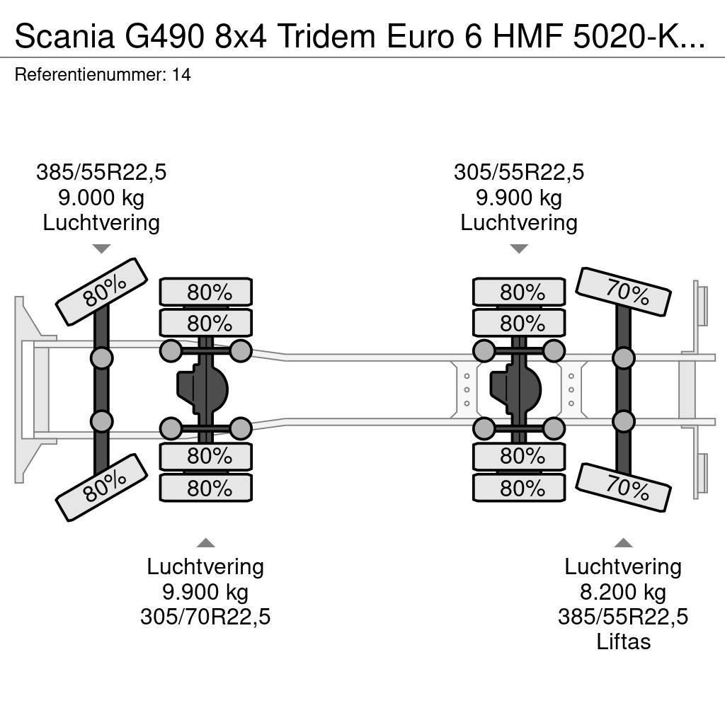 Scania G490 8x4 Tridem Euro 6 HMF 5020-K6 6 x Hydr. Jip 4 Gru per tutti i terreni
