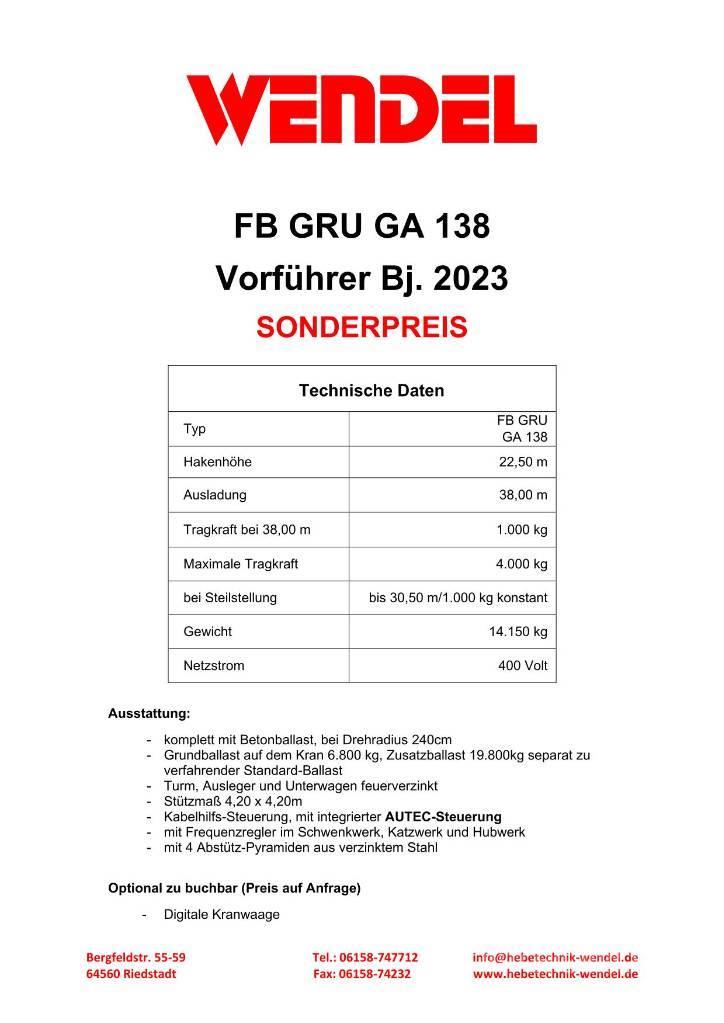 FB GRU GA 138 - Turmdrehkran - Baukran - Kran Gru a torre