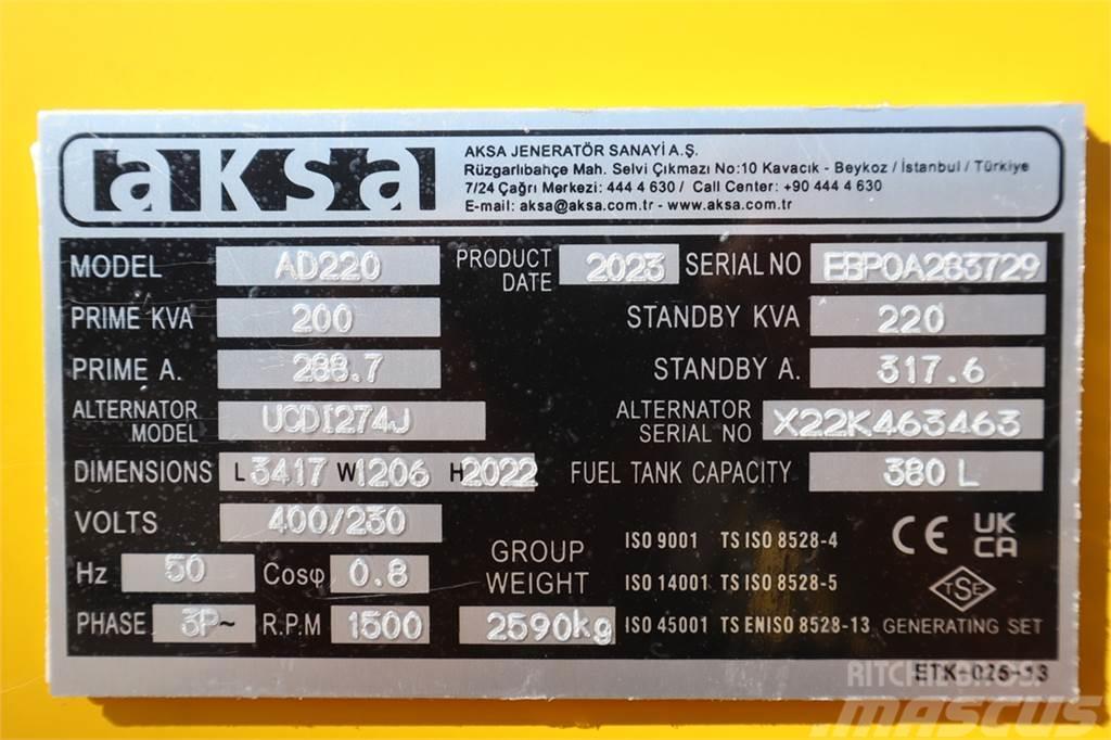 AKSA AD220 Valid inspection, *Guarantee! Diesel, 220 kV Generatori diesel