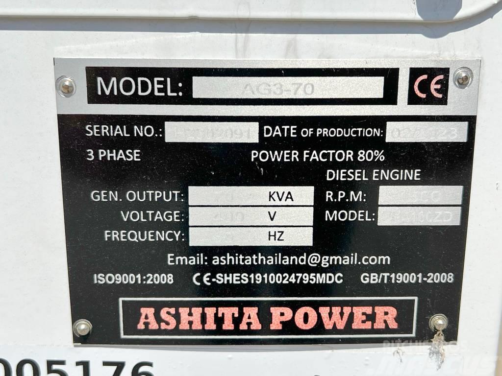 Ashita AG3-70 - 70 KVA New / Unused / CE Certified Generatori diesel