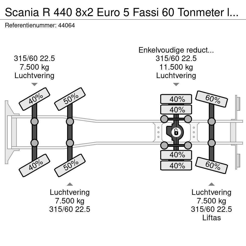 Scania R 440 8x2 Euro 5 Fassi 60 Tonmeter laadkraan Gru per tutti i terreni
