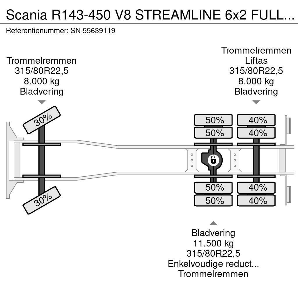 Scania R143-450 V8 STREAMLINE 6x2 FULL STEEL KIPPER (MANU Camion ribaltabili