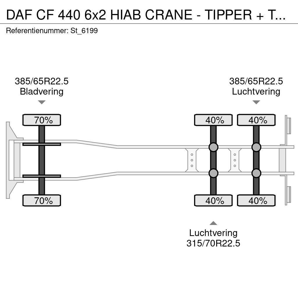 DAF CF 440 6x2 HIAB CRANE - TIPPER + TIPPER TRAILER Autogru