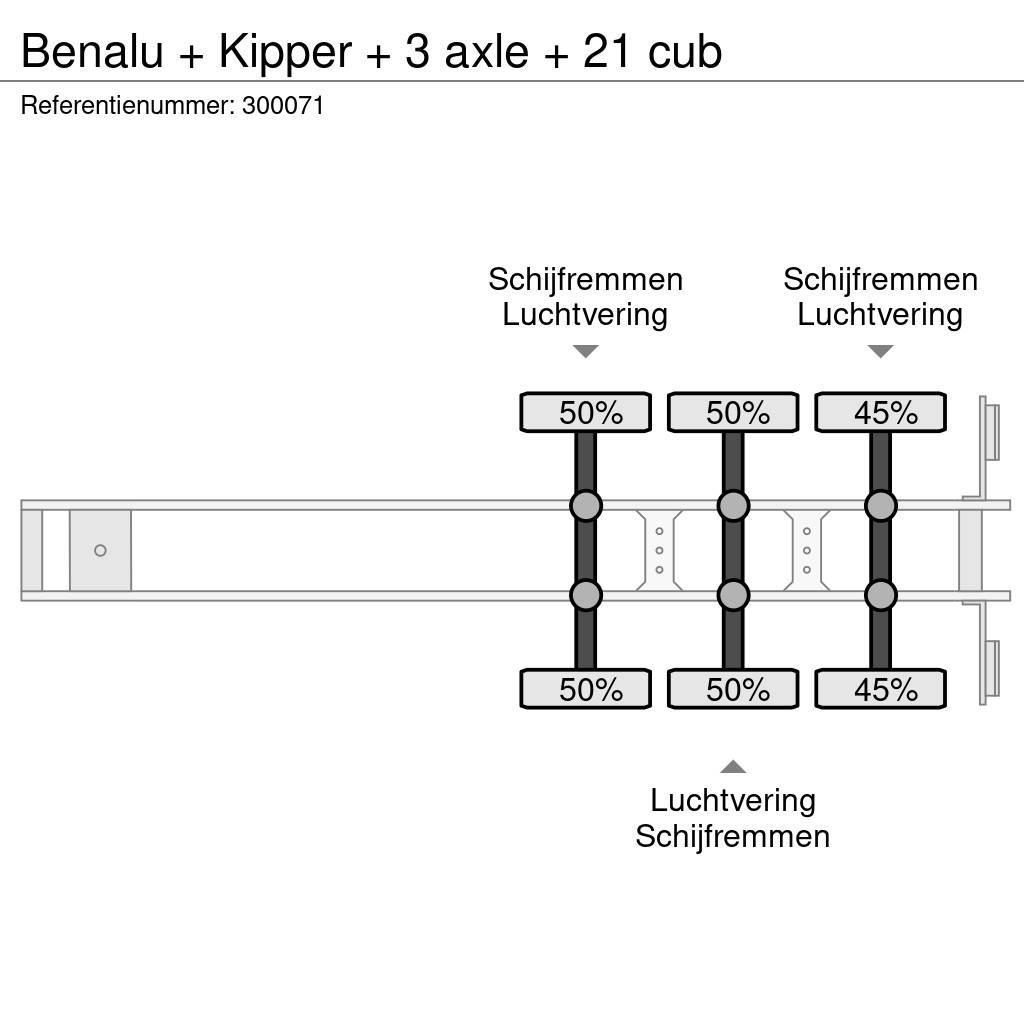 Benalu + Kipper + 3 axle + 21 cub Semirimorchi a cassone ribaltabile
