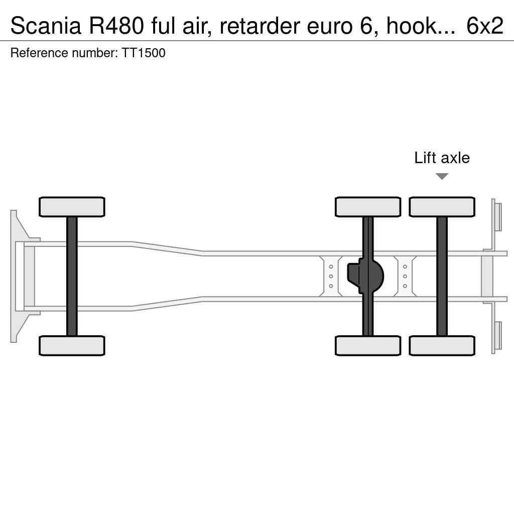 Scania R480 ful air, retarder euro 6, hooklift Camion con gancio di sollevamento