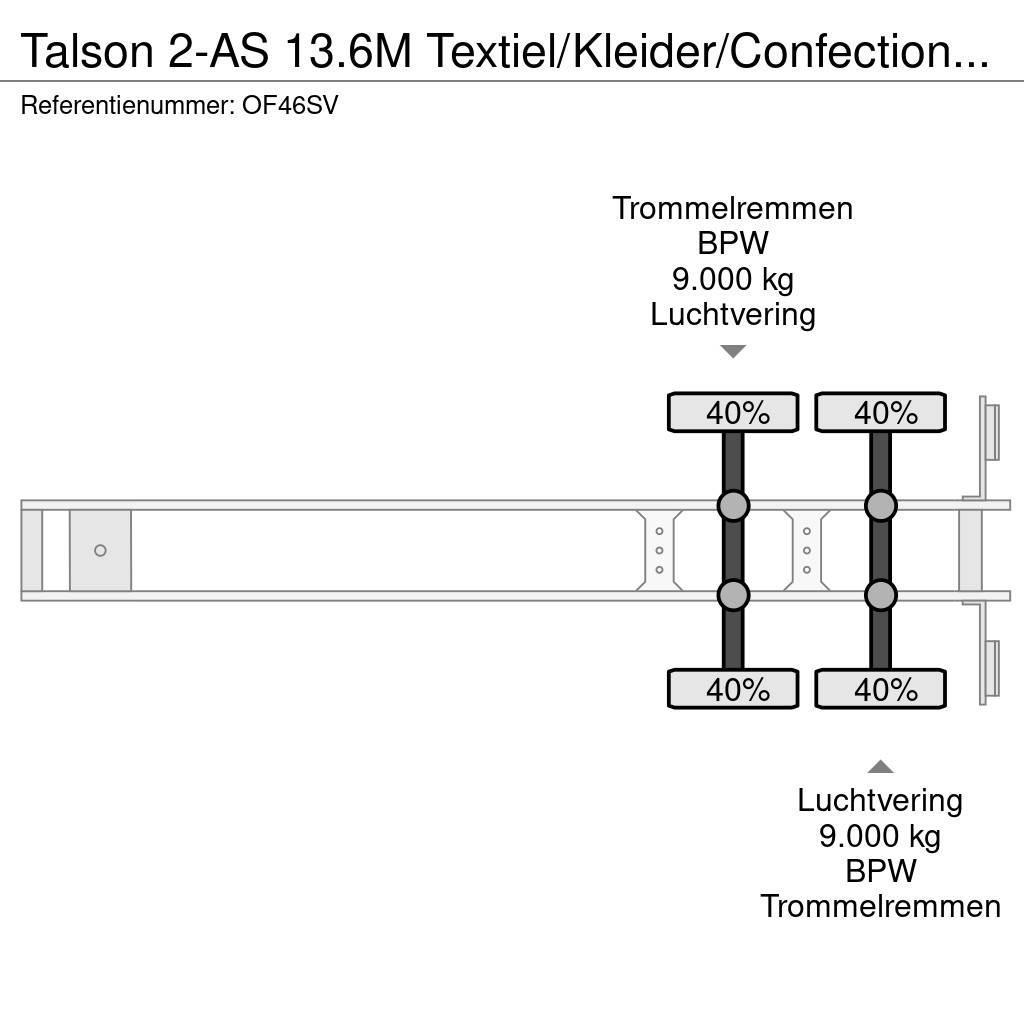 Talson 2-AS 13.6M Textiel/Kleider/Confection ABS APK/TUV Semirimorchi a cassone chiuso