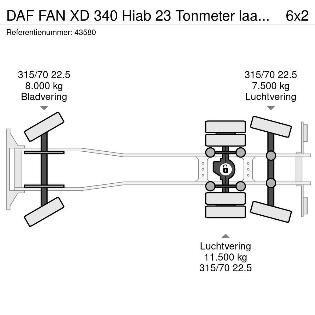 DAF FAN XD 340 Hiab 23 Tonmeter laadkraan + Welvaarts Camion dei rifiuti