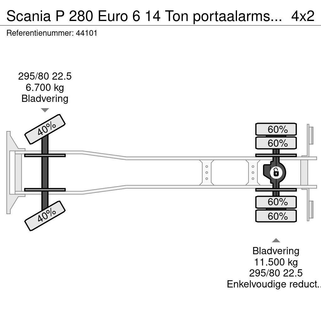 Scania P 280 Euro 6 14 Ton portaalarmsysteem Camion con cassone scarrabile