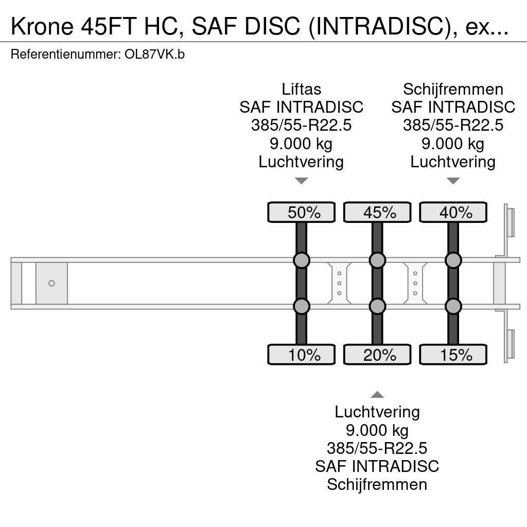 Krone 45FT HC, SAF DISC (INTRADISC), extendable front+ r Semirimorchi portacontainer