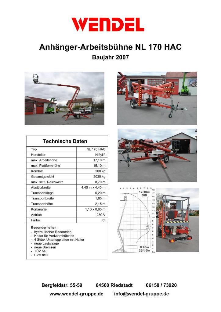 Niftylift NL 170 HAC Piattaforme aeree su rimorchio