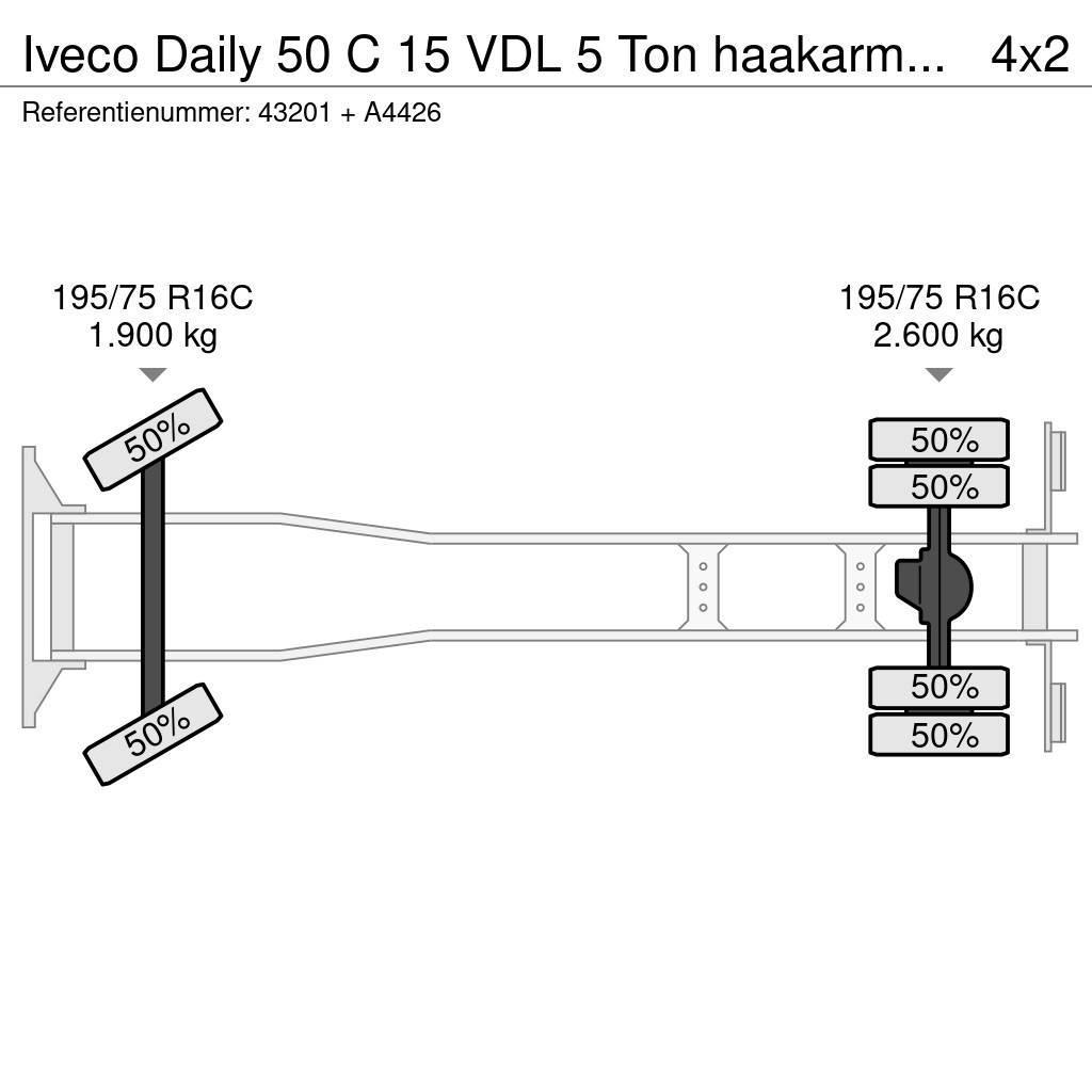 Iveco Daily 50 C 15 VDL 5 Ton haakarmsysteem + laadbak Camion con gancio di sollevamento