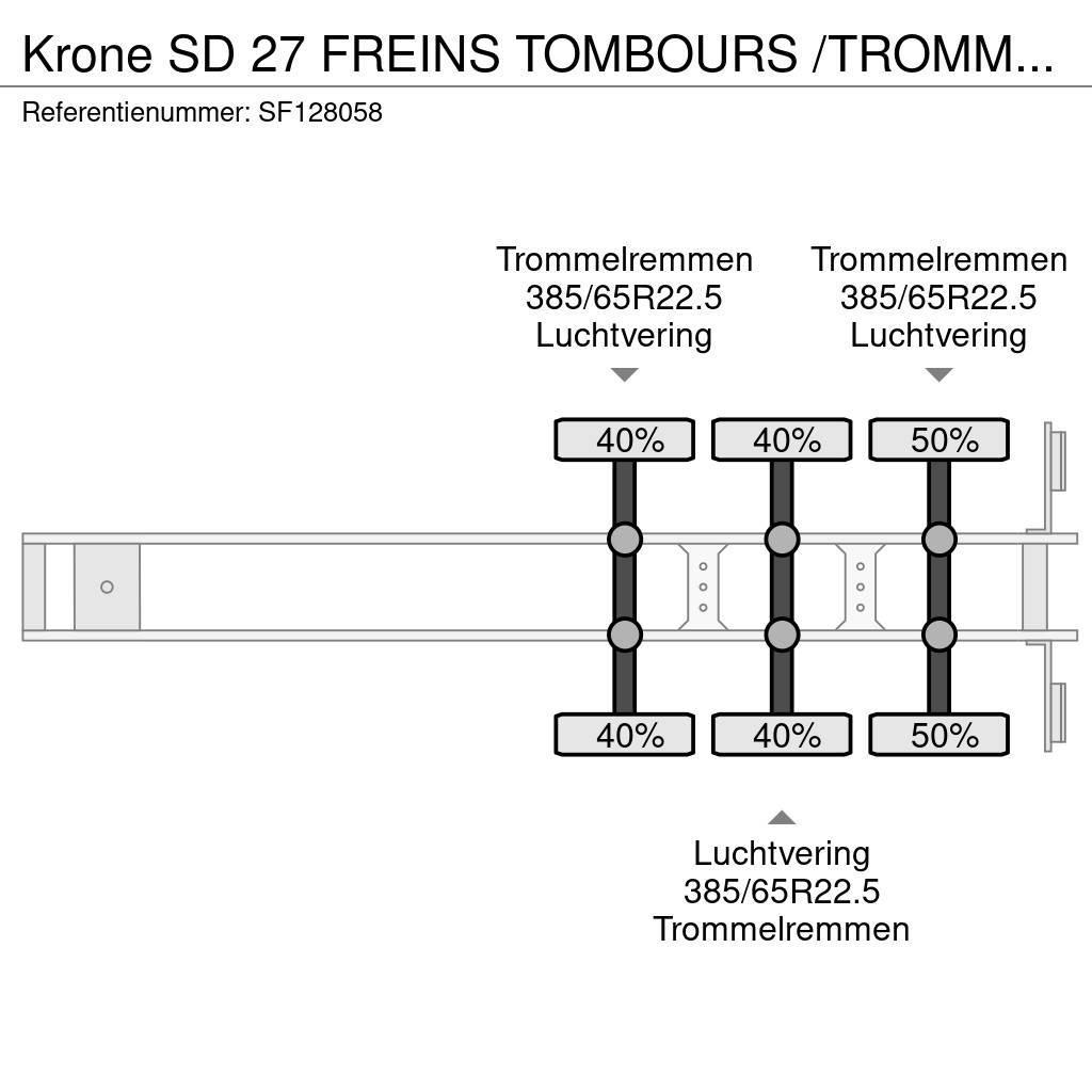 Krone SD 27 FREINS TOMBOURS /TROMMELREMMEN Semirimorchio a pianale