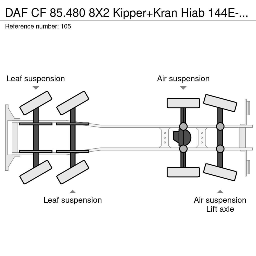 DAF CF 85.480 8X2 Kipper+Kran Hiab 144E-3 PRO Autogru