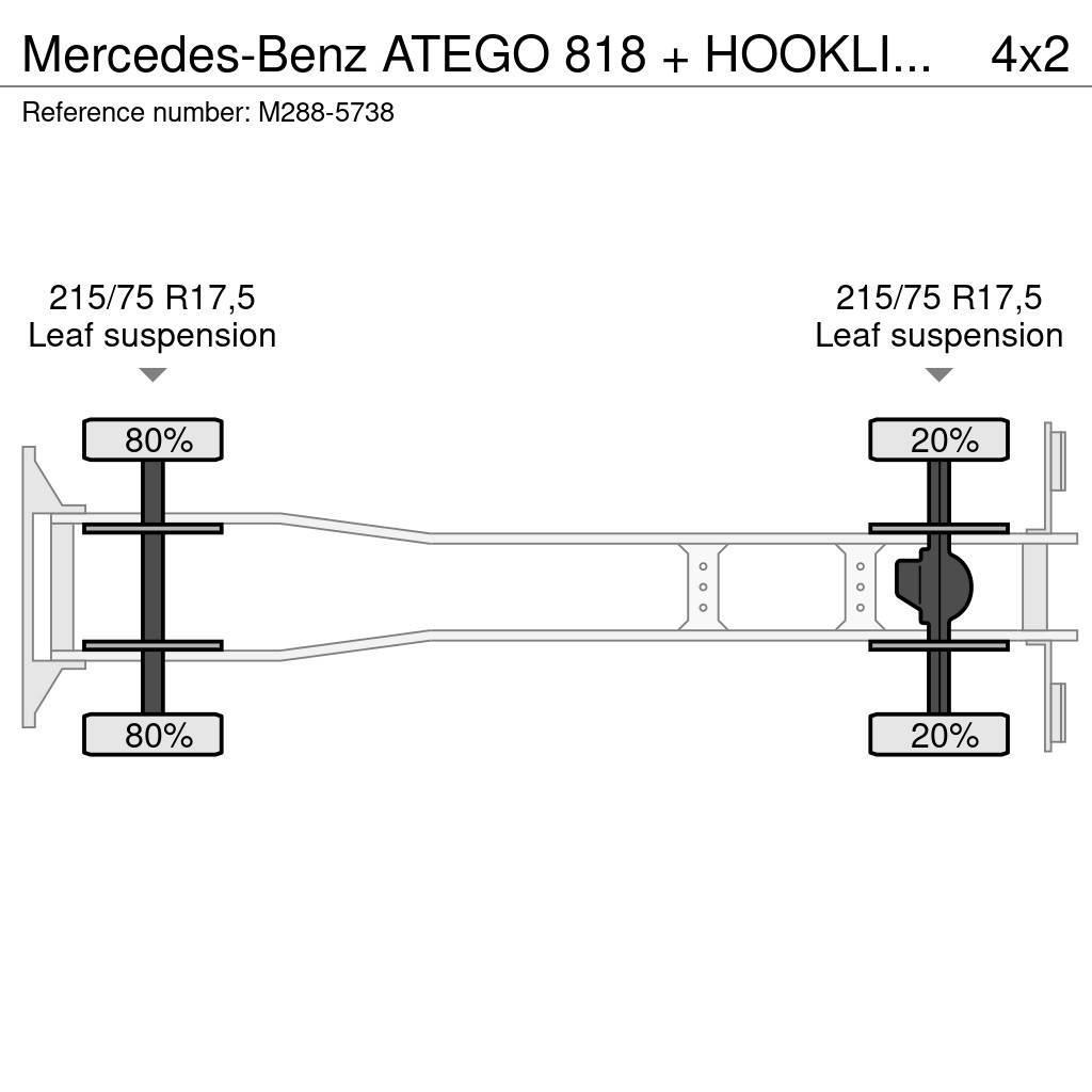 Mercedes-Benz ATEGO 818 + HOOKLIFT + BOX + ANALOG TACHO Camion con gancio di sollevamento