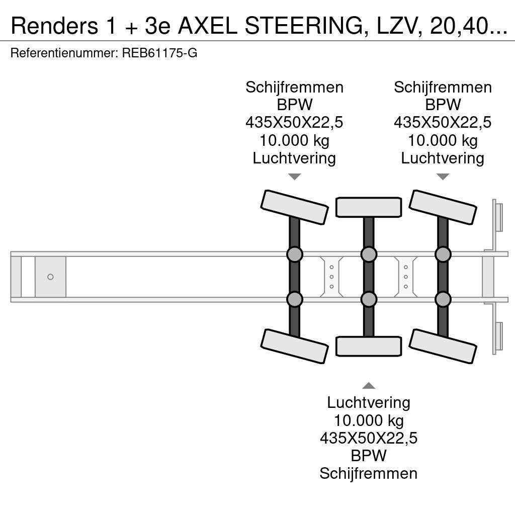 Renders 1 + 3e AXEL STEERING, LZV, 20,40,45 FT Semirimorchi portacontainer