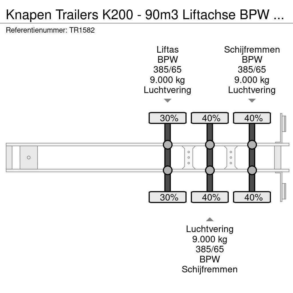 Knapen Trailers K200 - 90m3 Liftachse BPW Alcoa Floor 10m Semirimorchi con piano mobile