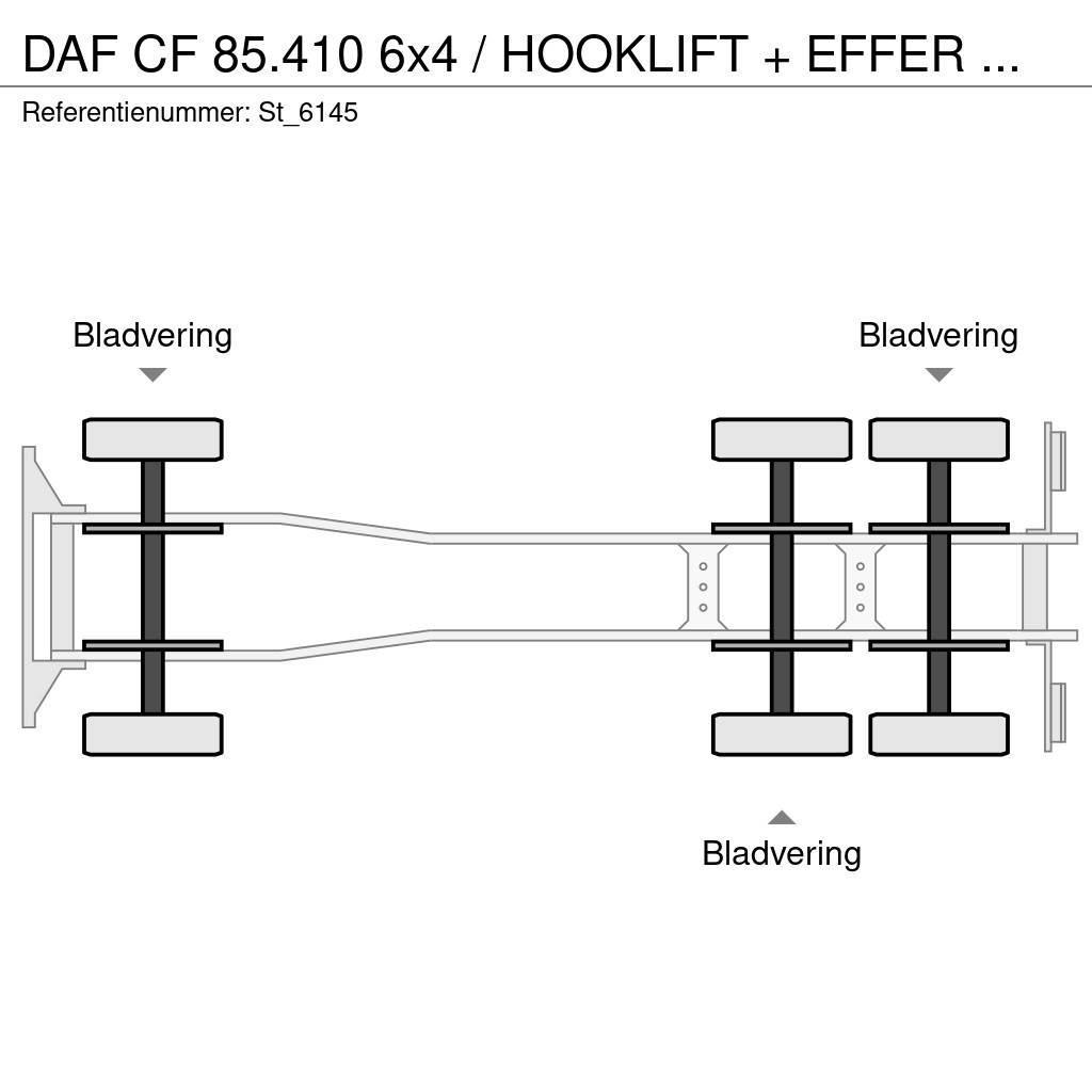 DAF CF 85.410 6x4 / HOOKLIFT + EFFER CRANE Autogru