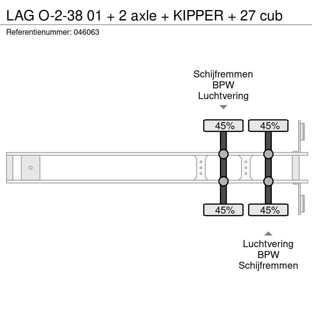 LAG O-2-38 01 + 2 axle + KIPPER + 27 cub Semirimorchi a cassone ribaltabile