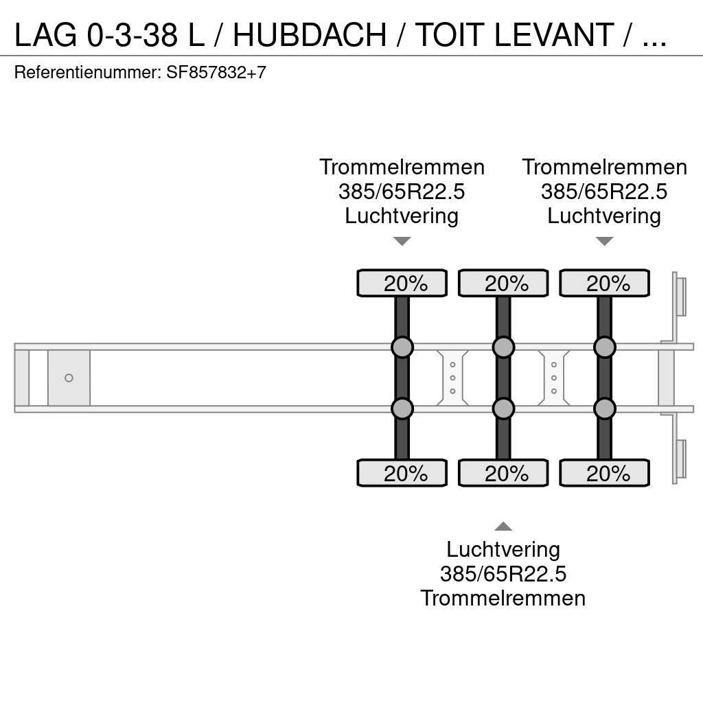 LAG 0-3-38 L / HUBDACH / TOIT LEVANT / HEFDAK / COIL / Semirimorchi tautliner