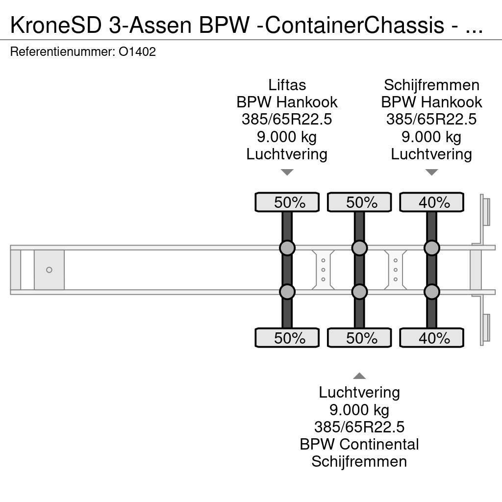 Krone SD 3-Assen BPW -ContainerChassis - Achterschuiver Semirimorchi portacontainer